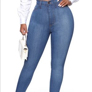 Classic High Waist Skinny Jeans - Medium Blue Wash